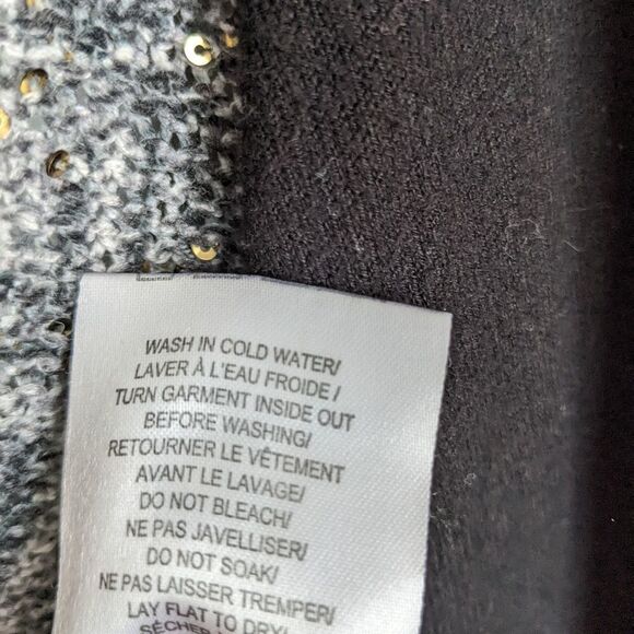 Tricotto black knit sweater with sequin decorations umbrella print Small @O - Picture 5 of 8